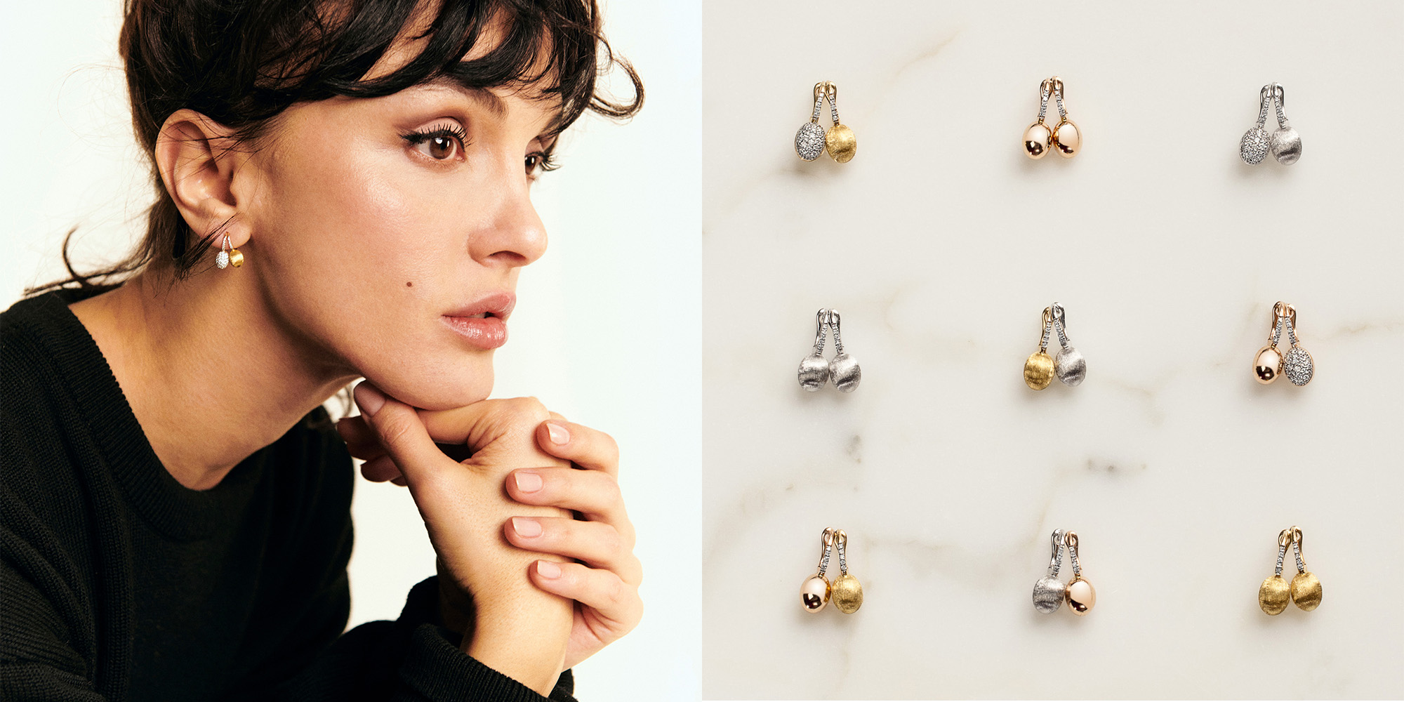 The “Ciliegine” earrings embody sinuous elegance, inspired by nature and women. At their heart—boules, Nanis’ iconic hand-engraved 18k gold beads, masterfully crafted using the ancient millerighe burin technique.