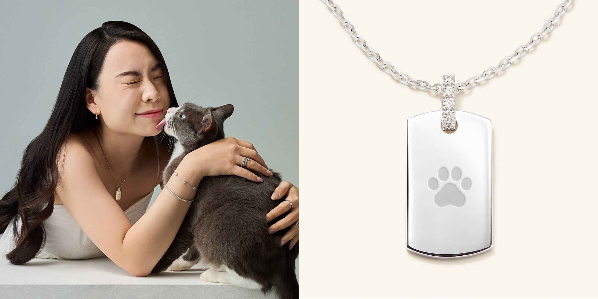 Perfect to Cuddle In
For the fur mamas. Pick something personal like the engravable Love Tag that keeps your sidekick close, with just enough sparkle that’s cute, comfy, and cuddle-approved. 