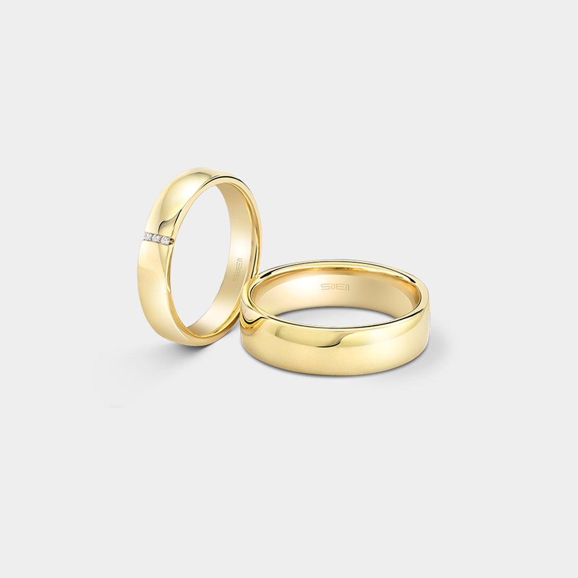 Matching Diamond Yellow Gold Wedding Bands | SUEN