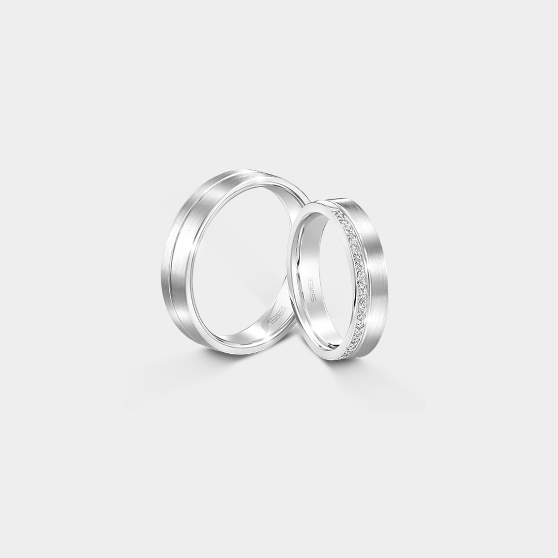 Matching Matt Finish Diamond Wedding Bands | SUEN