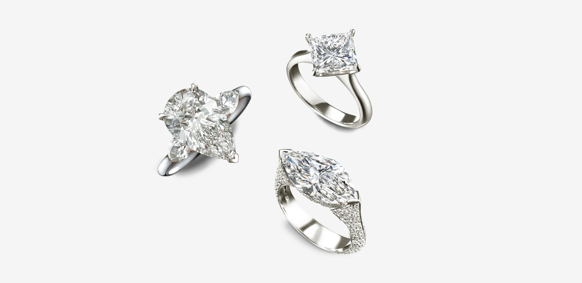 Fancy Cut Diamonds: Pear-shaped diamond ring | Marquise cut diamond ring | Princess cut diamond ring