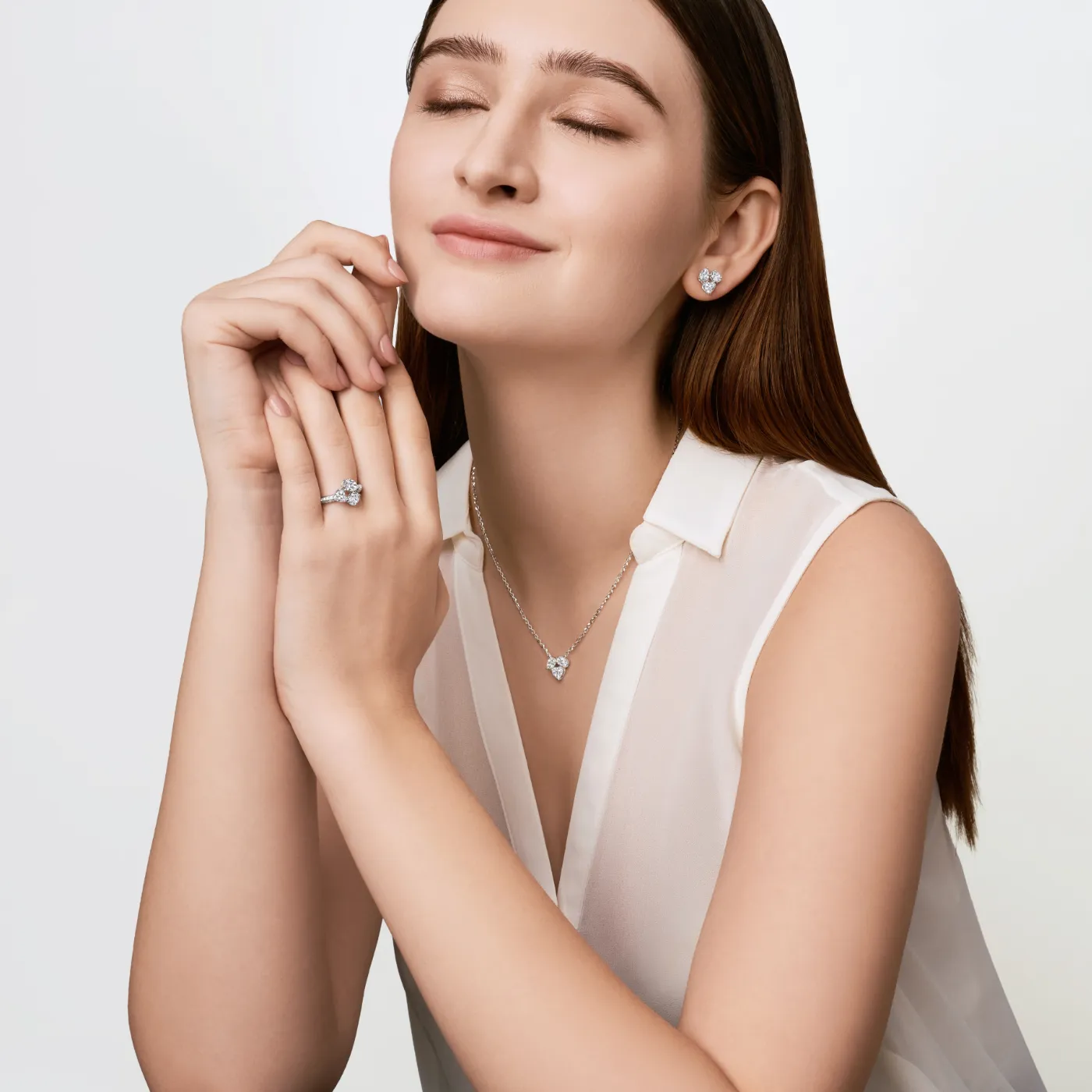 Diamond Pear Shape Tennis Bracelet, Diamond Riviera Necklace, Diamond Asscher Cut Earrings, Diamond Asscher Cut Ring | SUEN Classics