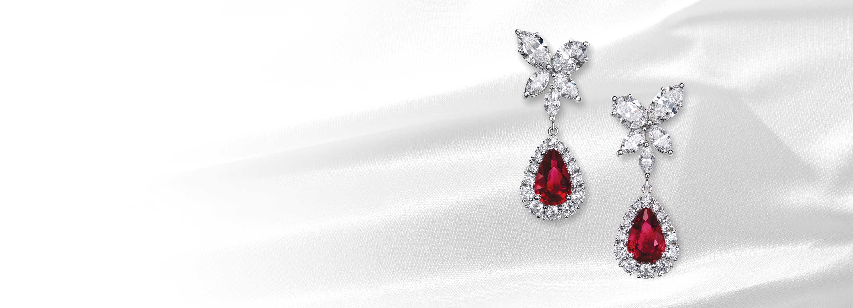 Ruby earrings with diamonds | SUEN