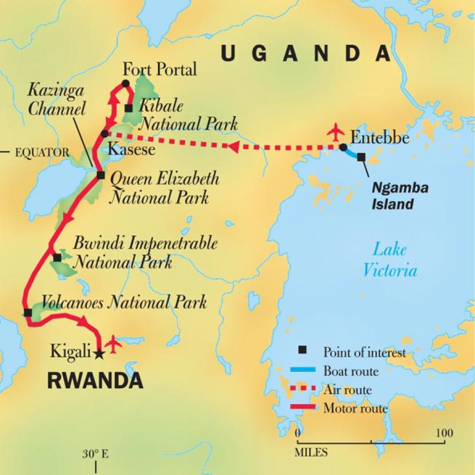 Uganda and Rwanda map